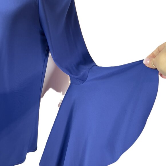 FRANK LYMAN Design Off-the-Shoulder Tunic Top Royal Blue Bell Sleeves - Size14 - Picture 2 of 10